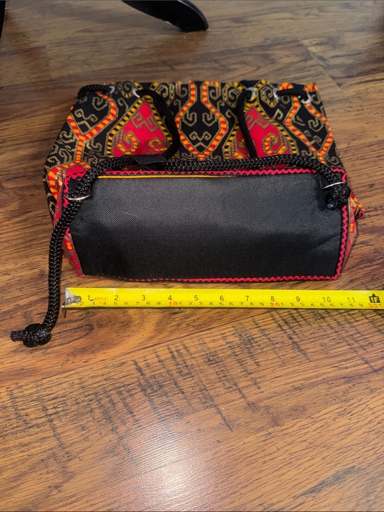 Ethnic Embroidered Bucket Bag in Black & Red main image 6